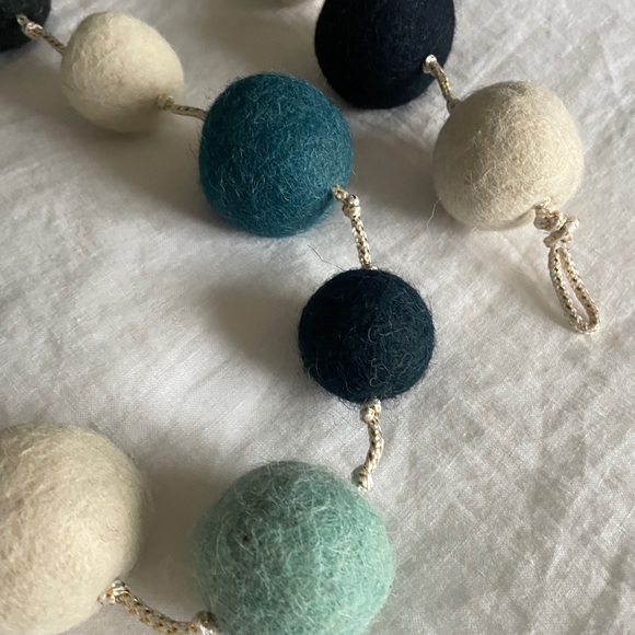 Pair of Blue Felt Pom Pom Garlands, 64” each - Picture 2 of 2